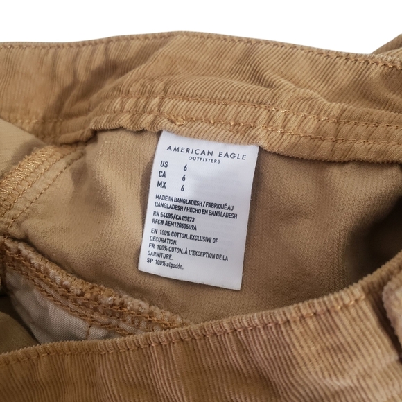 American Eagle AEO Tan Brown Corduroy Button Down Mini Skirt With Pockets - Picture 7 of 7